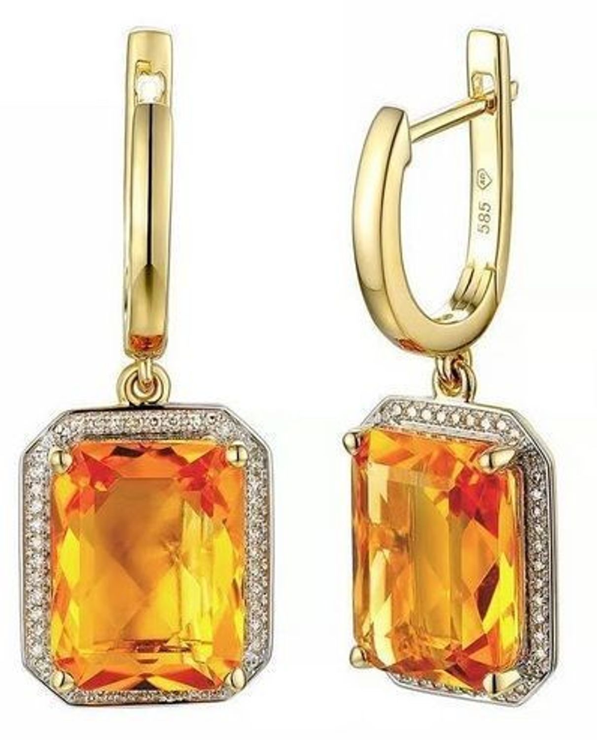 Kolczyki złote damskie 585 diamenty z kamieniem naturalnym Cytryn 0,21ct. Biżuteria z diamentami. Kolczyki złote damskie z diamentami. Złote kolczyki z cytrynem. Złote kolczyki z diamentami i cytrynem. Kolczyki damskie złote z diamentami. Kolc.jpg